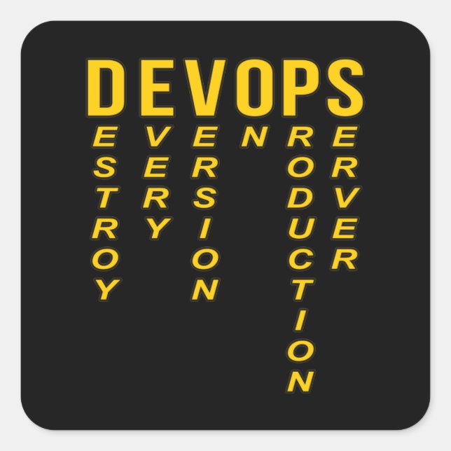 Adesivo Quadrado Devops Definition Technical Computer IT Programmer (Frente)