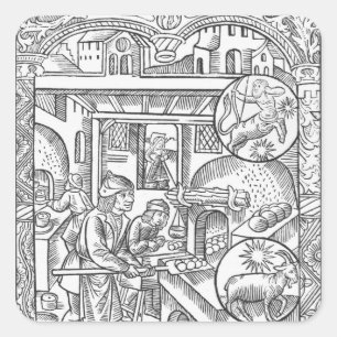 Adesivo Quadrado Dezembro, de "do DES Bergers Almanach", 1491