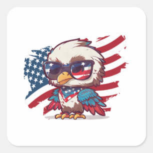 Adesivo Quadrado Dia 4 de julho da independência das águias-america
