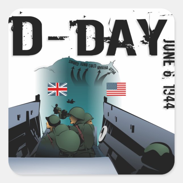 Adesivo Quadrado DIA-D 6 de junho de 1944 (Frente)