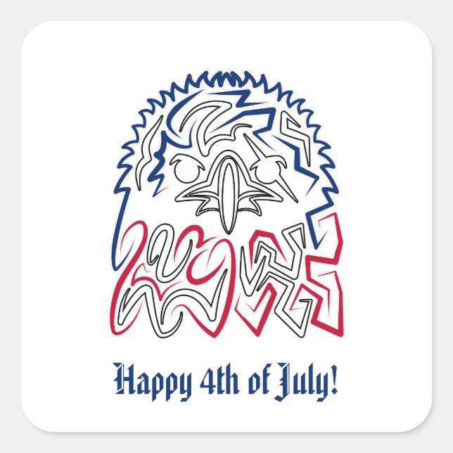 Adesivo Quadrado Dia da Independência Águia Americana (Frente)