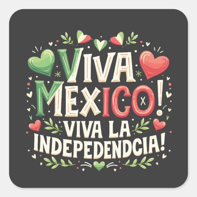 Adesivo Quadrado Dia da Independência Mexicana (Frente)