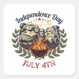 Adesivo Quadrado Dia da Independência Monte Rushmore 4 de Julho
