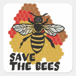 Adesivo Quadrado Dia da Terra, Salve As Abelhas