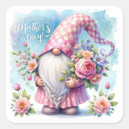 Adesivo Quadrado Dia das Mães Amor Gnomo