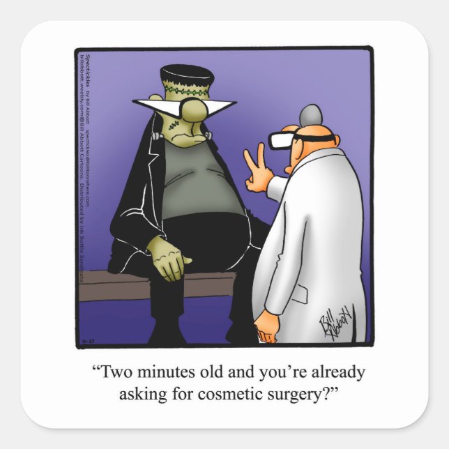 Adesivo Quadrado Dia de as Bruxas engraçado Humor Sticker (Frente)