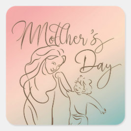 Adesivo Quadrado Dia de as mães Feliz