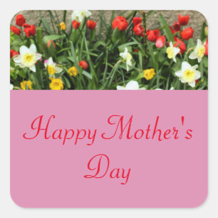 ADESIVO QUADRADO DIA DE AS MÃES FELIZ FLORAL