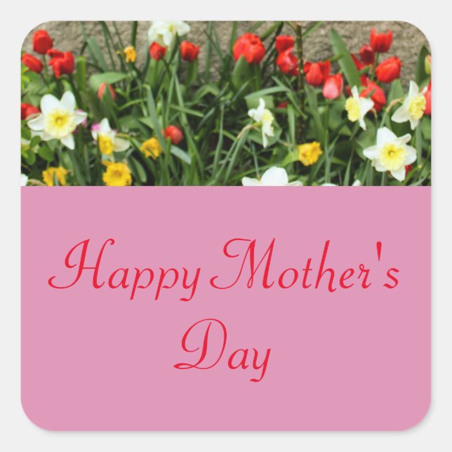 ADESIVO QUADRADO DIA DE AS MÃES FELIZ FLORAL (Frente)