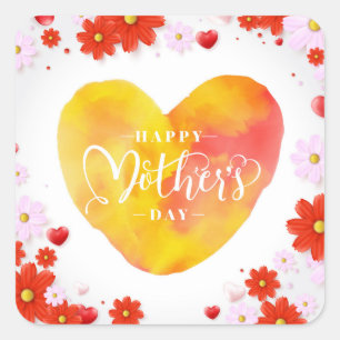 Adesivo Quadrado Dia de as mães Feliz Floral, Melhor Mãe Nunca