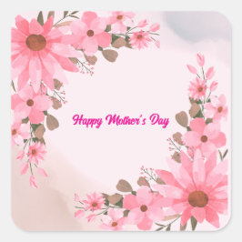 Adesivo Quadrado Dia de as mães Floral Rosa