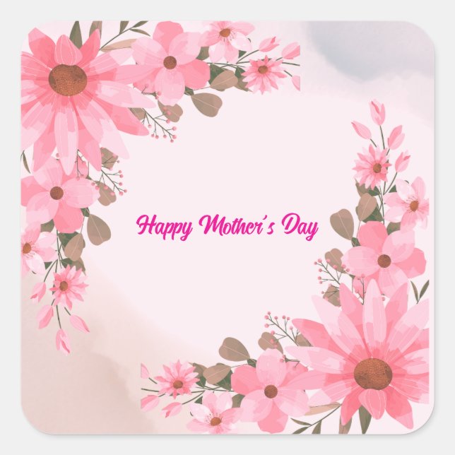 Adesivo Quadrado Dia de as mães Floral Rosa (Frente)