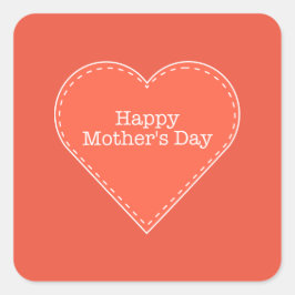 Adesivo Quadrado Dia de as mães Laranja de  Feliz Vinheta Quadrada