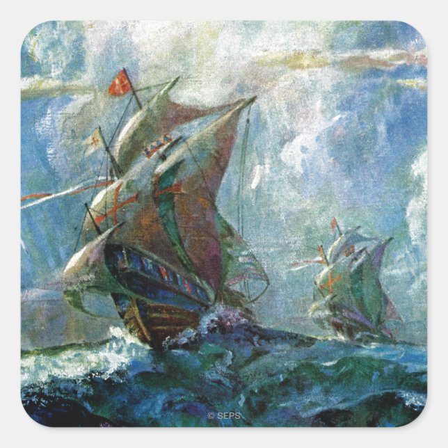 Adesivo Quadrado Dia de Colombo (Frente)