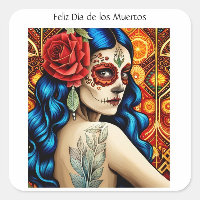 Adesivo Quadrado Día de los Muertos (Frente)