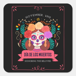 Adesivo Quadrado Dia de los muertos dos mortos