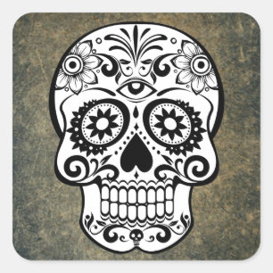 Adesivo Quadrado Dia De Los Muertos Sugar Skull