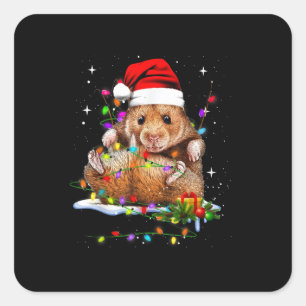 Adesivo Quadrado Dia de Natal de Hamster Bonito