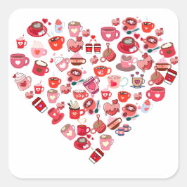 Adesivo Quadrado Dia de os namorados Amor Forma Cardíaca Design de