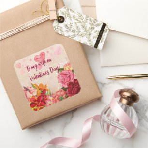 Adesivo Quadrado Dia de os namorados de Corações das Flores Vitoria