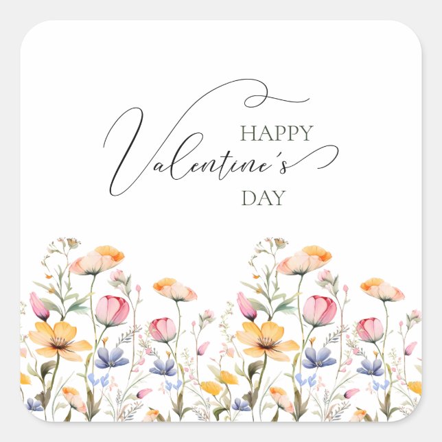 Adesivo Quadrado Dia de os namorados de Prados de Primavera de Flor (Frente)