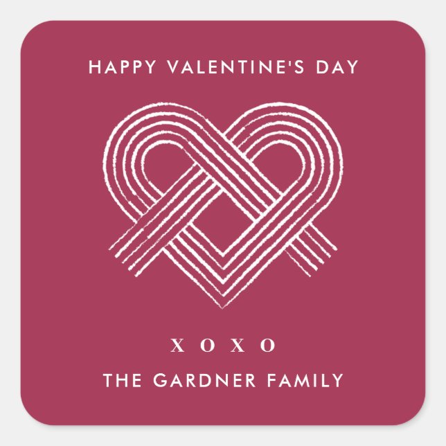 Adesivo Quadrado Dia de os namorados do nó cardíaco - Plum (Frente)