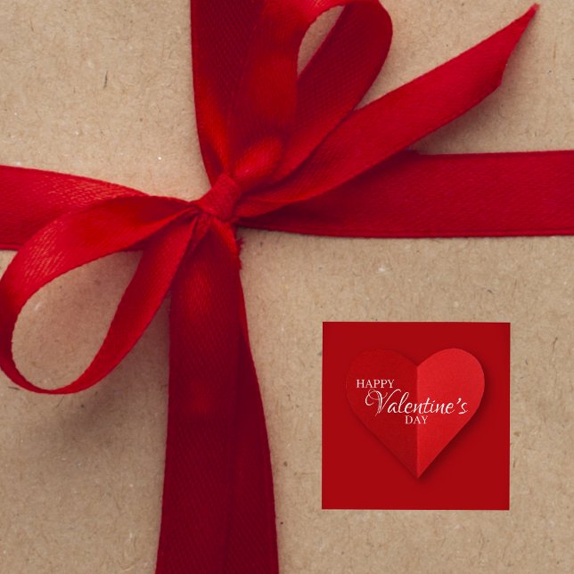 Adesivo Quadrado Dia de os namorados Elegante Red Heart Sticker (Criador carregado)