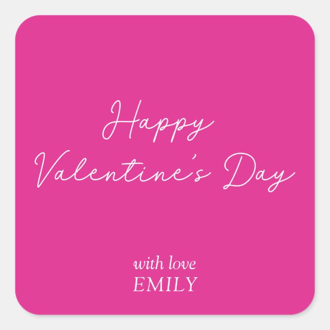Adesivo Quadrado dia de os namorados neon rosa (Frente)