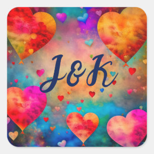 Adesivo Quadrado Dia de os namorados Vintage Hearts Personalizados