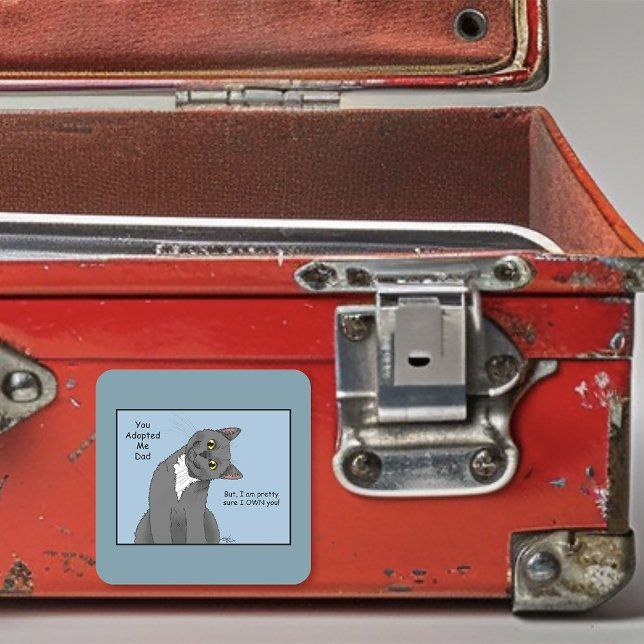 Adesivo Quadrado Dia de os pais de Adoção de Pais Cat (Criador carregado)