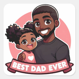 Adesivo Quadrado Dia de os pais - Um pai negro e sua filha