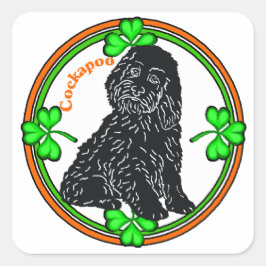 Adesivo Quadrado Dia de São Patrício de Cockapoo