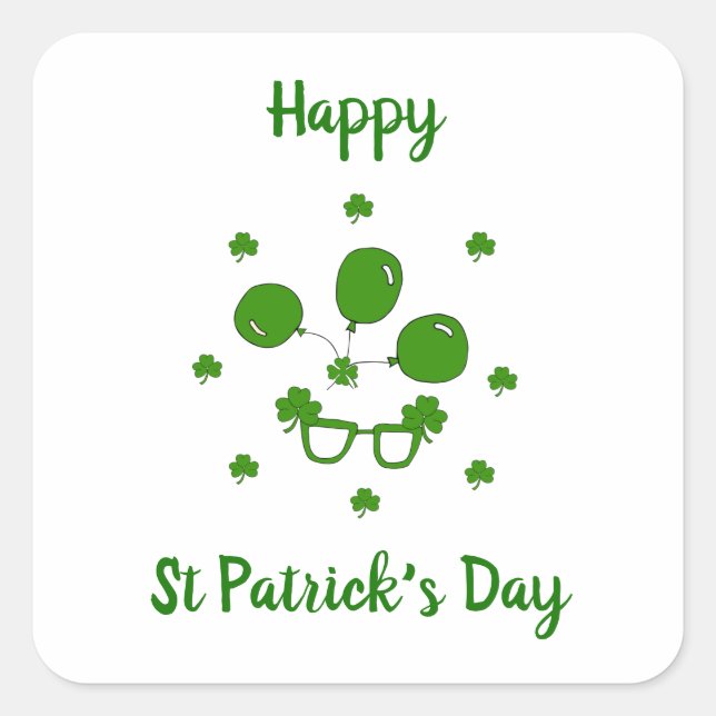 Adesivo Quadrado Dia de São Patrício Feliz e Mínimo (Frente)