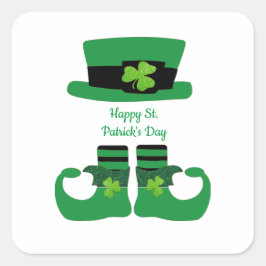Adesivo Quadrado Dia de São Patrício, Irlandês, Leprechaun, Verde