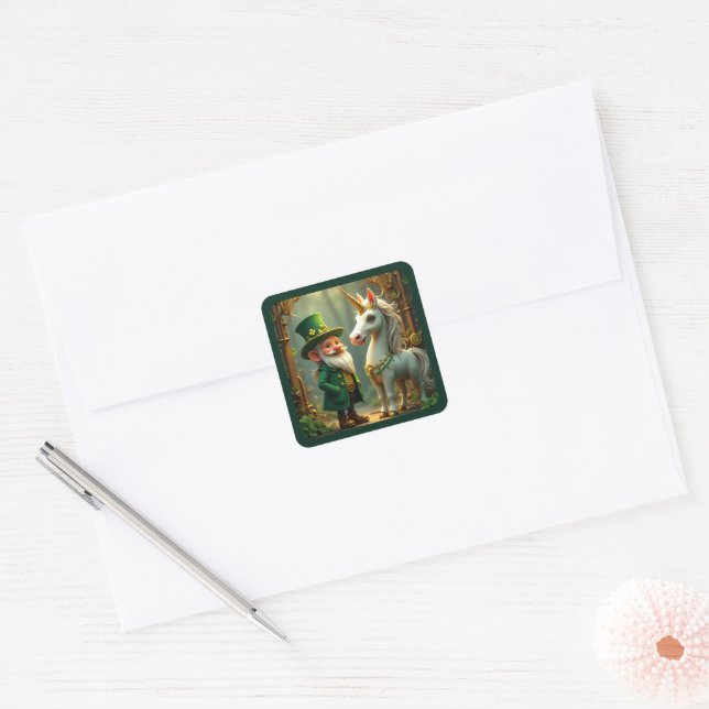 Adesivo Quadrado Dia de São Patrício Steampunk Gnome-Leprechaun Uni (Envelope)