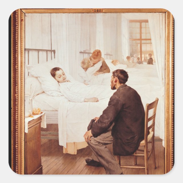 Adesivo Quadrado Dia de visita no hospital, 1889 (Frente)