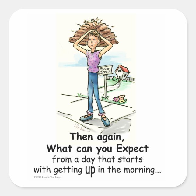 Adesivo Quadrado Dia do Cabelo Mau (Frente)