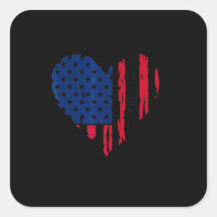 Adesivo Quadrado Dia do Coração da Enfermeira da Bandeira Americana