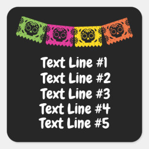 Adesivo Quadrado Dia do Crânio do Açúcar Morto