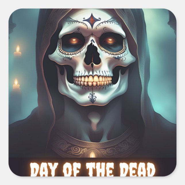 Adesivo Quadrado Dia do Crânio Morto (Frente)