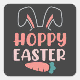 Adesivo Quadrado Dia do felz pascoa - Engraçado Coelhinho