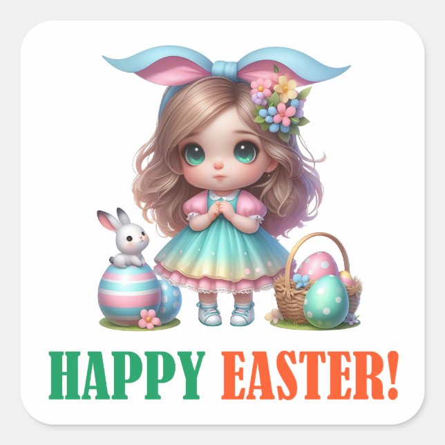 Adesivo Quadrado Dia do felz pascoa - Ressurreição (Frente)