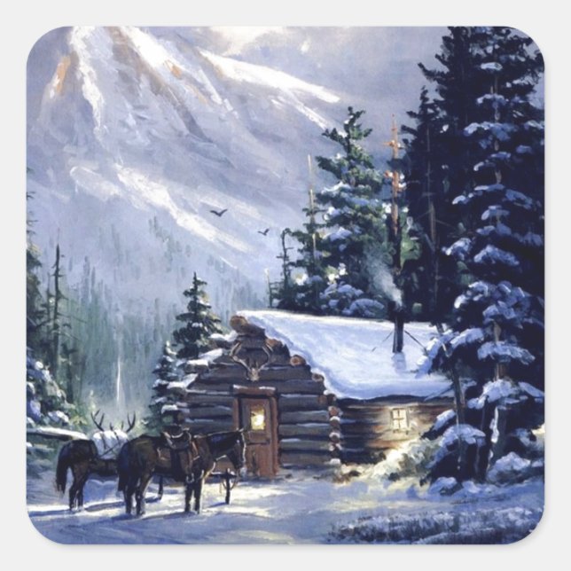 Adesivo Quadrado Dia do natal vintage (Frente)