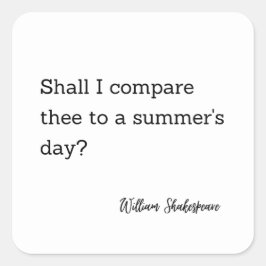Adesivo Quadrado Dia do Verão de Shakespeare com citação de inspira