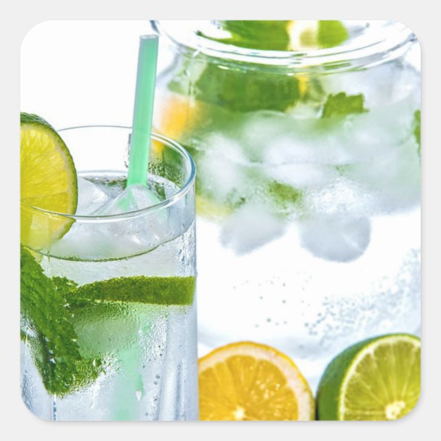 Adesivo Quadrado Dia do Verão Quente... Refrescando (Frente)