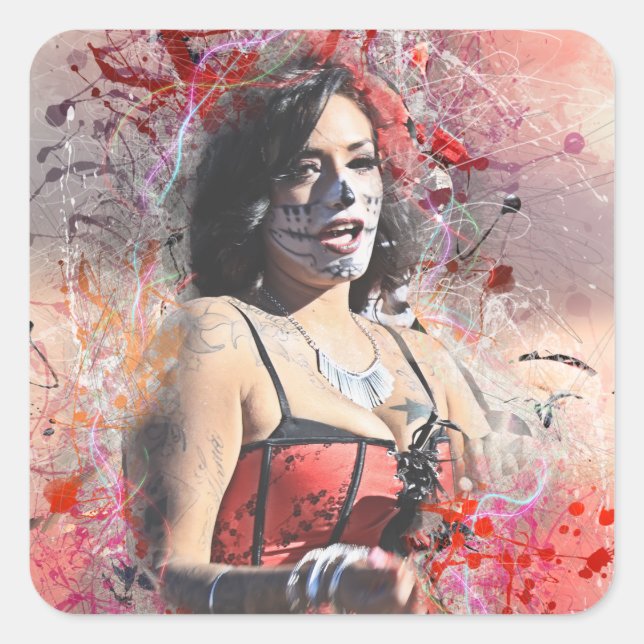 Adesivo Quadrado Dia dos Adoráveis da Mulher Morta no Desfile (Frente)