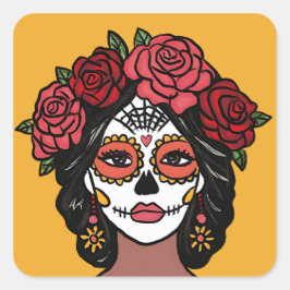 Adesivo Quadrado Dia dos Muertos da Catrina Morta