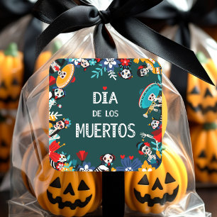 Adesivo Quadrado Dia dos Muertos do Círculo Morto da Vida