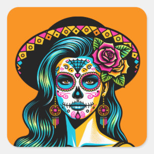 Adesivo Quadrado Dia dos Muertos dos Vinheiros Mortos