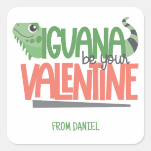 Adesivo Quadrado Dia dos Namorados Personalizado Divertido de Iguan
